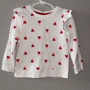 Cat & Jack White Sweatshirt with Red and Pink Hearts